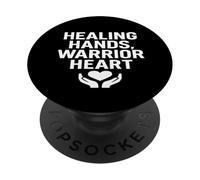 Guarigione, Mani, Cuore guerriero. Forza infermiera, Cura del paziente. PopSockets PopGrip Adesivo