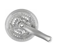 Guarnitura 3 Velocità 165 mm in Alluminio e Acciaio 24/34/42T Argento con Paracatena per Movimento Centrale Quadrato JIS