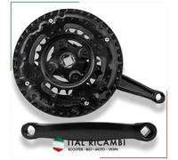 GUARNITURA BICI MTB TRIPLA 3 MARCE IN ALLUMINIO NERO 24 34 42 X 170 COMPLETA DI