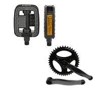 GUARNITURA CORONA BICICLETTA CON 42 DENTI+ COPPIA PEDALI CATARIFRANGENTI-BICI BIKE-BICICLETTA