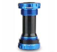 Guarnitura per bicicletta in lega di alluminio albero centrale con albero cavo piastra dentata integrata e cuscinetto filettato a cinque vie 6873 mm BB (blu)