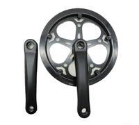 Guarnitura pieghevole per bicicletta, foro quadrato 52T, set pedivella da 170 mm con disco di protezione, anello catena in lega di alluminio per bicicletta a velocità singola (nero)