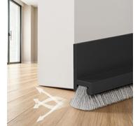 Guarnizione autoadesiva per porte con guarnizione a spazzola, 100 cm x 53 mm, paraspifferi per porte, nastro sigillante per listelli di copertura (Nero)