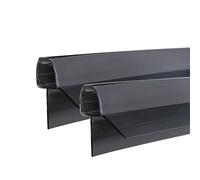 Guarnizione doccia 2x100 cm, colore nero, guarnizione di ricambio per 5 mm, 6 mm, con bordi in gomma allungati per cabine doccia, vasca da bagno, spessore vetro, listello doccia con deflettore