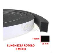 Guarnizione Gomma Adesiva Nera per Porte Blindate Nastro Neoprene Mousse Espansa