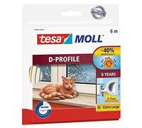 Guarnizione in Gomma per Porte e Finestre, tesamoll® Profilo D, 6m x 9mm x 8mm, Bianco
