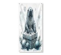 Guarnizione natalizia per porta, decorazione per porta, con simpatico design invernale, decorazione per interni ed esterni, 91 x 182 cm