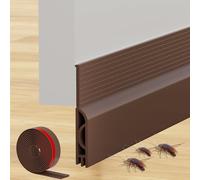 Guarnizione paraspifferi per porte, 200 cm, autoadesiva, per porta inferiore, in silicone, per porta di casa, protezione dal vento, protezione dal freddo, 2 m, colore marrone
