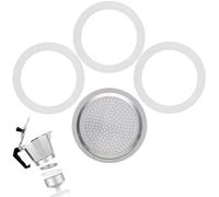 Guarnizione per Caffettiera 6 Tazze - 3 Guarnizioni in Silicone per Caffè Espresso e 1 Inserto in Alluminio - Ricambio Bialetti