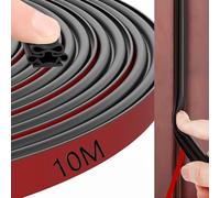 Guarnizione per Porta Finestra Adesiva 10mm*10mm*10M Guarnizione Porta Guarnizioni Finestre per Isolamento Dal Caldo Insonorizzata Polvere (Nero, 10mm*10mm*10M)