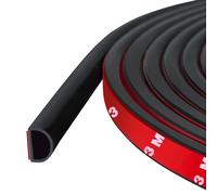 Guarnizione per porta, guarnizione autoadesiva in silicone a forma di D per telaio porta/finestra, nero (9 mm di larghezza x 8 mm di altezza), lunghezza 6m