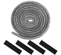 Guarnizione Stufa a Legna, 12mm x 2,5m Guarnizione per Porta Stufa, con 4 Pezzi di Nastro per Alte Temperature, Stufa a Legna in Fibra di Vetro, Linea di Tenuta per Porte di Caminetti