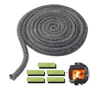 Guarnizione Stufa a Legna, Corda Ignifuga fibra di vetro, guarnizione Stufa a Pellet, Alta Temperatura, Nastro Isolante in Fibra, per Stufe, Tubi Di Forni, Porta del Forno, Camino(Φ 10mm x 2.5m)