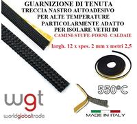 Guarnizione Tenuta Nera Piatta Autoadesiva Alta temperatura Forni Stufe Camini