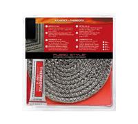 Guarnizione Termica Kit 2,5m Ø8mm Stufa Camino Caldaia Treccia + Adesivo Refrat. [EEK: A]