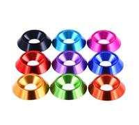 Guarnizione testa svasata， 10 pezzi M3 M4 M5 M6 M8 in alluminio colorato con testa svasata a ombrello, vite a testa piatta, concava, con scanalatura decorativa con rondella(Red,M3 10PCS)