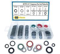 Guarnizioni per Compressori per Sistema A/C Autovettura, Kit di Rondelle in Metallo con Gomma Saldata per Porta Compressore Aria Condizionata, Assortimento di 60 Pezzi
