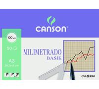 Guarro Canson 200402863 Carta Millimetrata A3, Blocchetto 50 Fogli