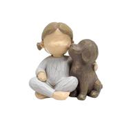 GUASDIE Ragazza abbraccia statuina di Cane in Resina Dipinta a Mano, Statue e sculture, Regalo commemorativo di Amicizia Canina per Amanti dei Cani, Decorazioni per la casa, Ufficio, libreria
