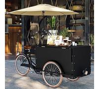 GUAWJRZDP Carrello da Pranzo a Tre Ruote con Ombrellone, Carrello for Biciclette con Vendita Mobile, Carrelli Alimentari Portatili con Armadietto Portaoggetti, Carretto dei Gelati for Affari(Black)