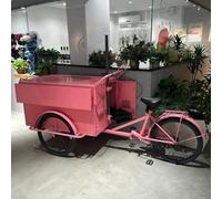 GUAWJRZDP Carrello da Pranzo a Tre Ruote con Ombrellone, Carrello for Biciclette con Vendita Mobile, Carrelli Alimentari Portatili con Armadietto Portaoggetti, Carretto dei Gelati for Affari(Pink)