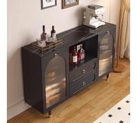 GUAWJRZDP Credenza con Contenitore, Credenza Cucina In Stile Rustico, Mobile Cucina con Anta A Strisce Arcuate, Per Tavolo Consolle da Soggiorno, Credenzas da Caffè(Black,55.1x15.7x37.4in)