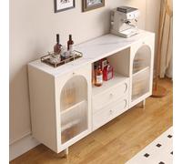 GUAWJRZDP Credenza con Contenitore, Credenza Cucina In Stile Rustico, Mobile Cucina con Anta A Strisce Arcuate, Per Tavolo Consolle da Soggiorno, Credenzas da Caffè(White,47.2x15.7x37.4in)