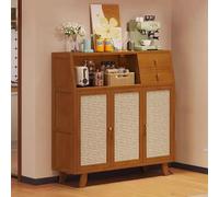 GUAWJRZDP Credenza Rustica, Mobile Cucina, Credenza Cucina con Contenitore, Credenzas Buffet con Ante Decorate In Rattan, Tavolo da Bar, Credenzas Per Soggiorno(88x31x94cm/34.6x12.2x37in)