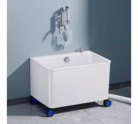 GUAWJRZDP Lavandino per Mocio Commerciale, Lavandino per Mocio da Pavimento, Lavello in Plastica con Ruote, Lavello di Servizio per Interni Ed Esterni, Lavello per Cucina(White,18.8x13.1x17.9in)