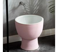 GUAWJRZDP Lavandino per Mocio, Lavandino per Mocio in Ceramica, Lavabo per Servizio da Pavimento Indipendente, Lavello di Servizio per Interni Ed Esterni, per Uso Commerciale(with Faucet)