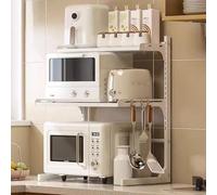 GUAWJRZDP Mensola Microonde Estensibile, Ripiano Per Microonde E Tostapane, Organizer da Appoggio Per Utensili da Cucina E Stoviglie, Scaffale Portaoggetti In Metallo Per La Cucina(White,3-tier)
