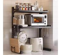 GUAWJRZDP Mensola Microonde Estensibile, Ripiano Per Microonde E Tostapane, Organizer da Appoggio Per Utensili da Cucina E Stoviglie, Scaffale Portaoggetti In Metallo Per La Cucina(Black,3-tier)