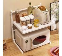 GUAWJRZDP Mensola Microonde Estensibile, Ripiano Per Microonde E Tostapane, Organizer da Appoggio Per Utensili da Cucina E Stoviglie, Scaffale Portaoggetti In Metallo Per La Cucina(White,2-tier)