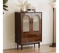 GUAWJRZDP Mobiletto Buffet In Rattan, Credenza Cucina con Contenitore, Mobile Cucina con Ripiani Regolabili, Tavolo da Bar Consolle, Elemento Decorativo Per Soggiorno(80x40x120cm/31.4x15.7x47.2'')