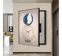 GUAWJRZDP Quadro Elettrico Decorativo con Orologio da Parete Silenzioso, Copertura Quadro Elettrico Decorativa Nascondi, Nascondi L'interruttore Del Contatore Del Pannello(Black 5,45x60cm/17.7x23.6in)