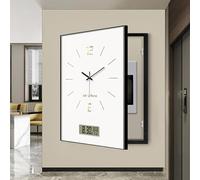 GUAWJRZDP Quadro Elettrico Decorativo con Orologio da Parete Silenzioso, Copertura Quadro Elettrico Decorativa Nascondi, Nascondi L'interruttore Del Contatore Del Pannello(Black 2,45x60cm/17.7x23.6in)
