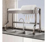 GUAWJRZDP Scolapiatti sopra Il Lavello, Scolapiatti in Acciaio Inossidabile per Il Bancone della Cucina, Scolapiatti di Grande capacità, 3 Posizioni Salvaspazio(1-Tier,L84cm/33in)