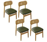 GUAWJRZDP Set di 4 Sedie da Pranzo, Sedie Cucina Imbottite, Sala da Pranzos In Legno, con Schienale In Rattan, Seduta Rustica Per Cucina, Soggiorno, Camera da Letto(Wood+Green,4PCS)