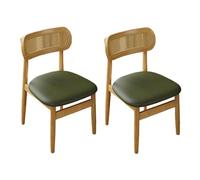 GUAWJRZDP Set di 4 Sedie da Pranzo, Sedie Cucina Imbottite, Sala da Pranzos In Legno, con Schienale In Rattan, Seduta Rustica Per Cucina, Soggiorno, Camera da Letto(Wood+Green,2PCS)