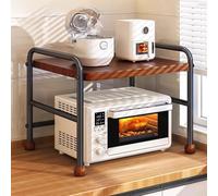 GUAWJRZDP Supporto In Legno Per Microonde, Metallo Mensola Microonde, Scaffale Multifunzionale da Appoggio Per Microonde, Organizer da Cucina Per Friggitrice Ad Aria, Cuociriso(Black,L40cm/15.7'')