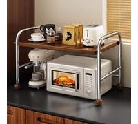 GUAWJRZDP Supporto In Legno Per Microonde, Metallo Mensola Microonde, Scaffale Multifunzionale da Appoggio Per Microonde, Organizer da Cucina Per Friggitrice Ad Aria, Cuociriso(Silver,L50cm/19.6'')