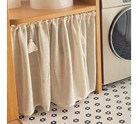 GUAWJRZDP Tende Corte in Cotone e Lino retrò, Tende sotto Il lavandino, Tende for Porte in Stile Nordico, ombreggiatura e Ventilazione, Decorazione con Nappe, Un Pezzo (Size : W100xH40(cm))