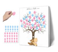 Guawubiang Winnie Gender Reveal Fingerprint Tree, Winnie Gender Reveal Decor Libro degli ospiti, idee per feste di genere, decorazione per baby shower per mamme in attesa