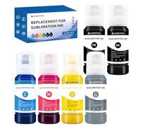 GUBFFON Inchiostro a sublimazione per Ecotank ET-8550 ET-8500 Stampanti Supertank di ampio formato a trasferimento a caldo su tazze da t-shirt (6 x 100 ml BK PB C M Y GY) riempimento automatico senza