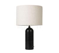 GUBI Gravity Lampada Da Tavolo in Marmo Nero E Paralume in Tela Grande