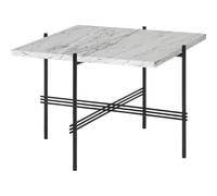 GUBI TS Tavolino Quadrato 55 x 55 cm con Base Nero e Piano in Marmo Bianco di Carrara