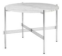 GUBI TS Tavolino Rotondo Ø55 Acciaio Lucido/Marmo Bianco Carrara