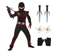 GUBOOM Costume Ninja Bambino, set di abbigliamento ninja per bambini, Costume da Ninja di Halloween, Ninja del Samurai Della Tuta Muscolare (M)