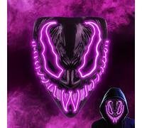 GUBOOM Maschera LED per Halloween - 3 Modalità di Illuminazione, The Purge, per Carnevale, Cosplay e Feste (Purple)