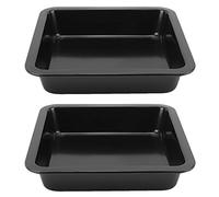 Gucagle 2 pezzi a forma quadrata, antiaderenti, per torte al formaggio, pizza, stampi per stampi da forno, utensili da, in acciaio al carbonio, nero e oro, 22,5 x 22,5 x 4,6 cm, per (Nero TG01#A)